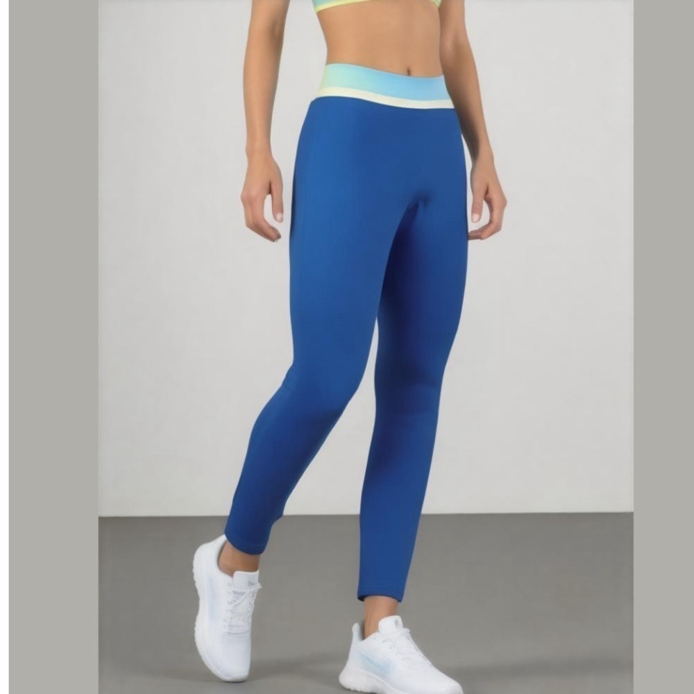 NWT Wilo the Label Ribbed High Rise Blue Leggings